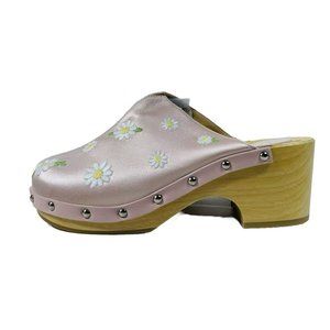 Sleeper Womens Matilda Daisies Embroidered Clogs Pink 6.5 US EU 37